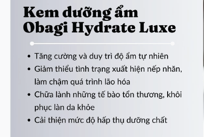 Công dụng của kem dưỡng ẩmObagi Hydrate Luxe