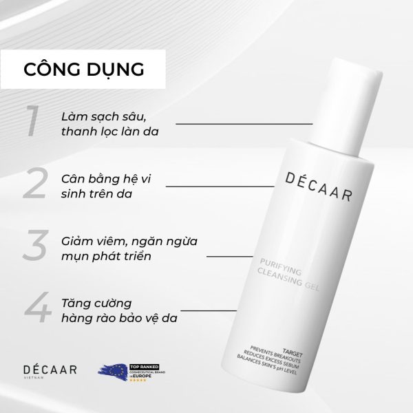 Sữa rửa mặt da dầu Decaar Purifying Cleansing Gel - Hình ảnh 3
