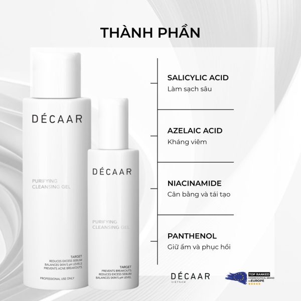 Sữa rửa mặt da dầu Decaar Purifying Cleansing Gel - Hình ảnh 2
