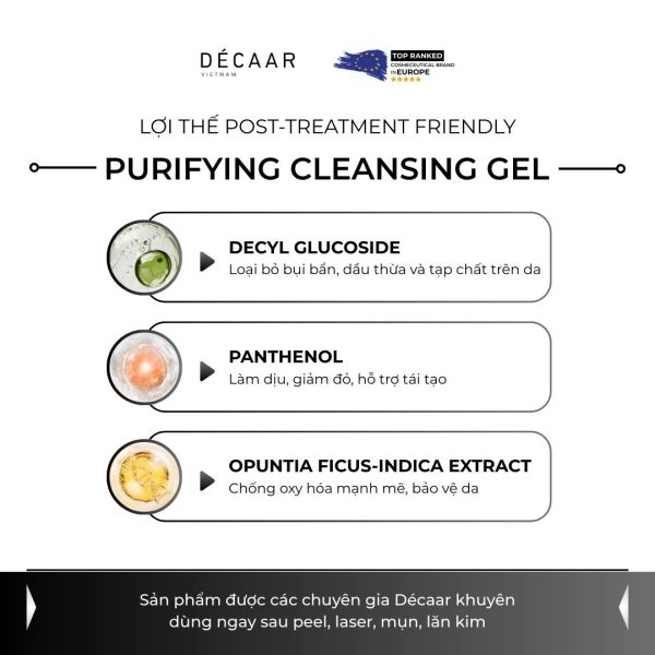 Sữa rửa mặt da dầu Decaar Purifying Cleansing Gel - Hình ảnh 4