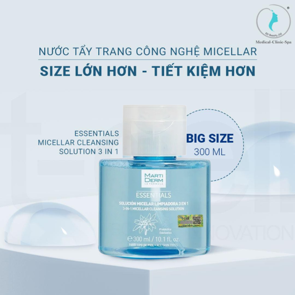 Tẩy trang làm sạch sâu Martiderm Essentials Micellar Cleansing Solution 3 In 1 - Hình ảnh 3