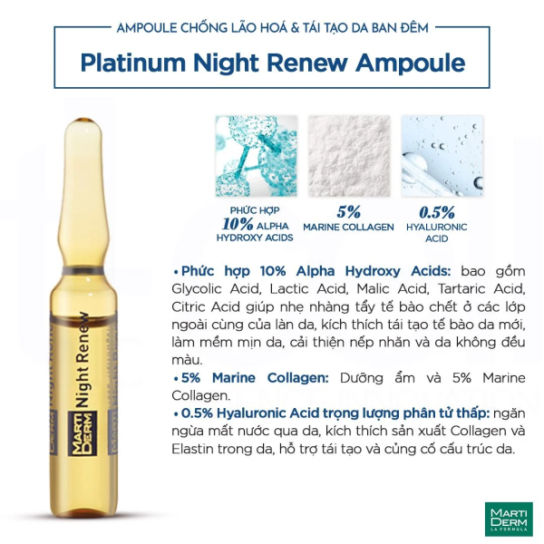 Tinh chất dưỡng da ban đêm MartiDerm Platinum Night Renew Ampoule - Hình ảnh 2