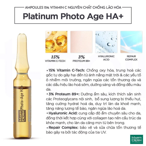 Tinh chất chống lão hóa MartiDerm Platinum Photo Age HA+ - Hình ảnh 2