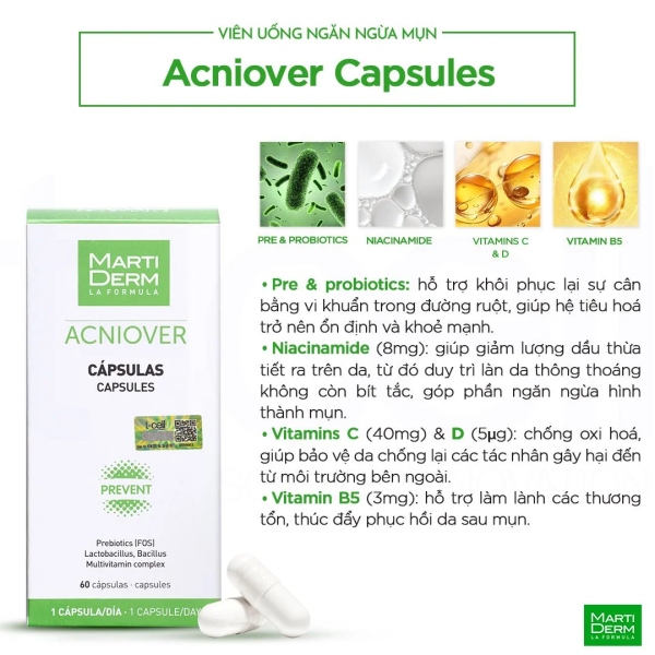 Viên uống giảm mụn MartiDerm Acniover Capsules - Hình ảnh 2