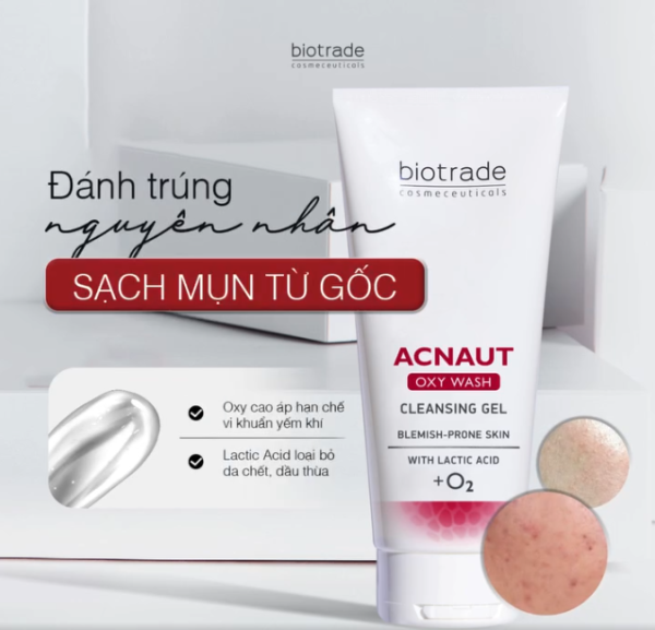 Gel rửa mặt cho da dầu mụn Biotrade Acnaut Oxy Wash Cleansing Gel - Hình ảnh 2