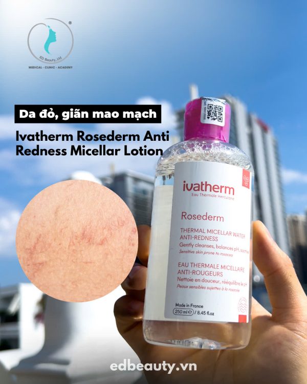 Tẩy trang cho da giãn mao mạch, nhạy cảm Ivatherm Rosederm Anti Redness Micellar Lotion - Hình ảnh 2