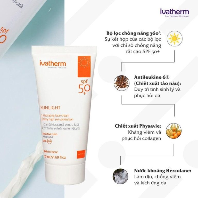 Ivatherm Sunlight Hydrating Face Cream Kem chống nắng dưỡng ẩm SPF 50+