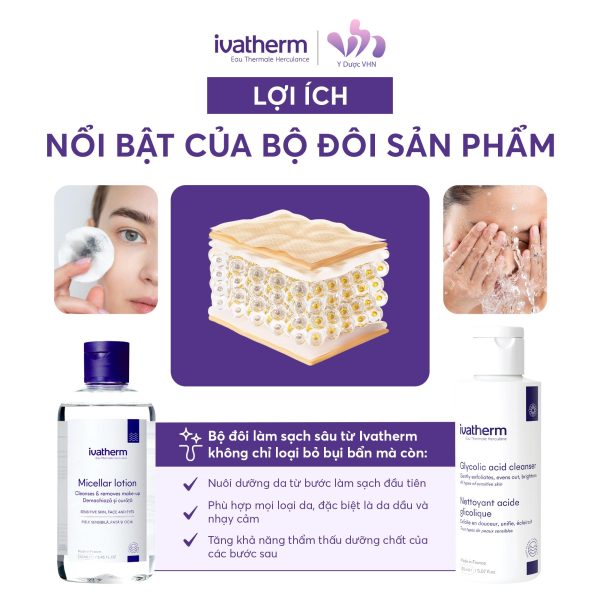 Nước tẩy trang cho da dầu Ivatherm Micellar Lotion Cleanses & Removes Make Up - Hình ảnh 4