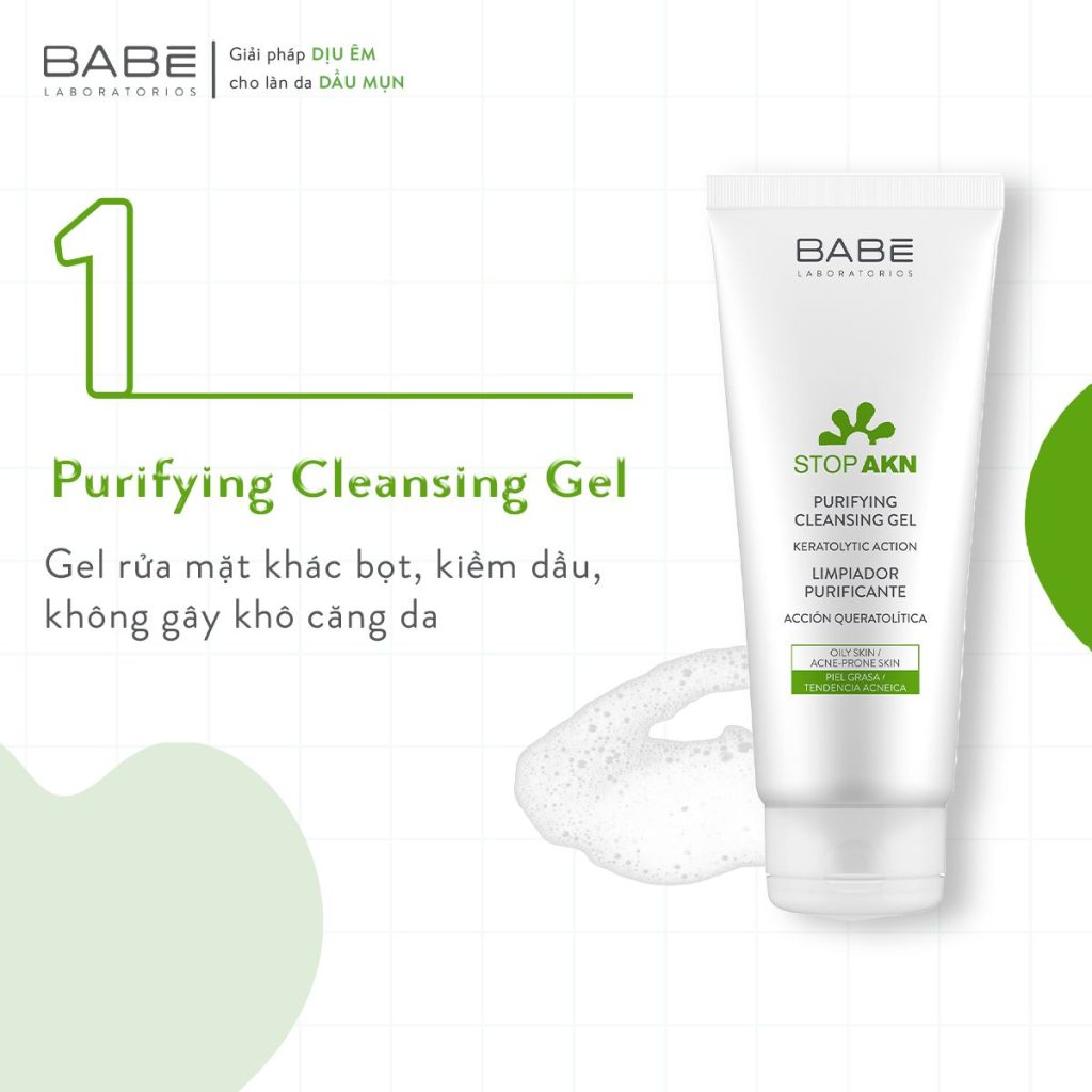 Sữa rửa mặt Babe Stop AKN Purifying Cleansing Gel