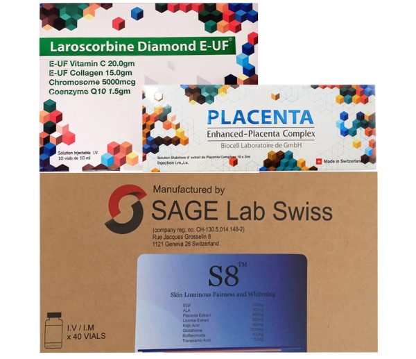 Bộ 3 truyền trắng da S8 SAGE Lab Swiss + Placenta Complex + Laroscorbine Diamond E-UF