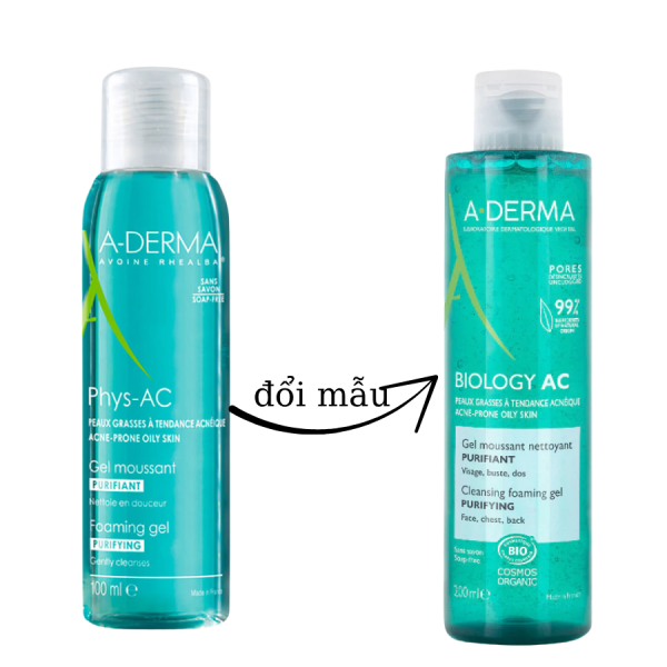 Sữa rửa mặt cho da dầu, mụn và nhạy cảm A-Derma Phys-AC Purifying Foaming Gel - Hình ảnh 2