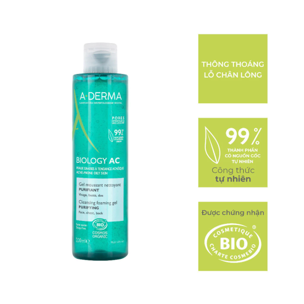 Sữa rửa mặt cho da dầu, mụn và nhạy cảm A-Derma Phys-AC Purifying Foaming Gel - Hình ảnh 5