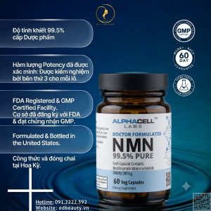 Thực phẩm bổ sung Nicotinamide Mononucleotide AlphaCell Labs NMN 500mg tinh khiết
