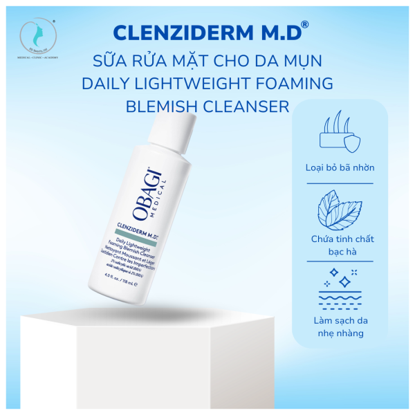 Sữa rửa mặt cho da mụn Obagi Clenziderm MD Daily Lightweight Foaming Blemish Cleanser - Hình ảnh 2