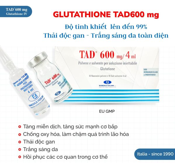 Chống lão hóa, detox thải độc, mờ đốm sáng da TAD 600mg Glutathione - Hình ảnh 2
