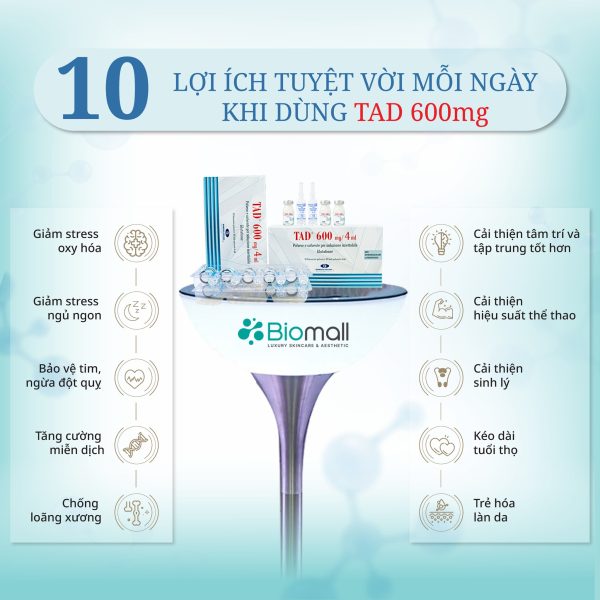 Chống lão hóa, detox thải độc, mờ đốm sáng da TAD 600mg Glutathione - Hình ảnh 6