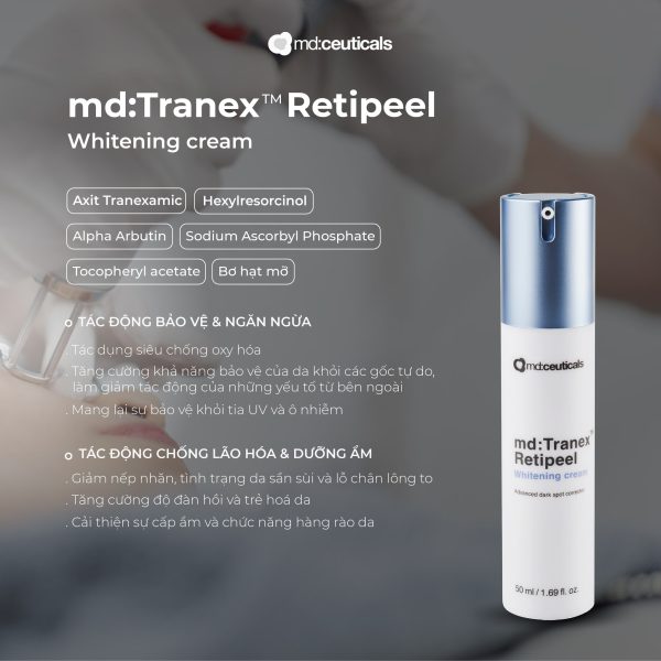 Kem dưỡng trắng và loại bỏ sắc tố md:ceuticals md:Tranex™ Retipeel Whitening Cream - Hình ảnh 2