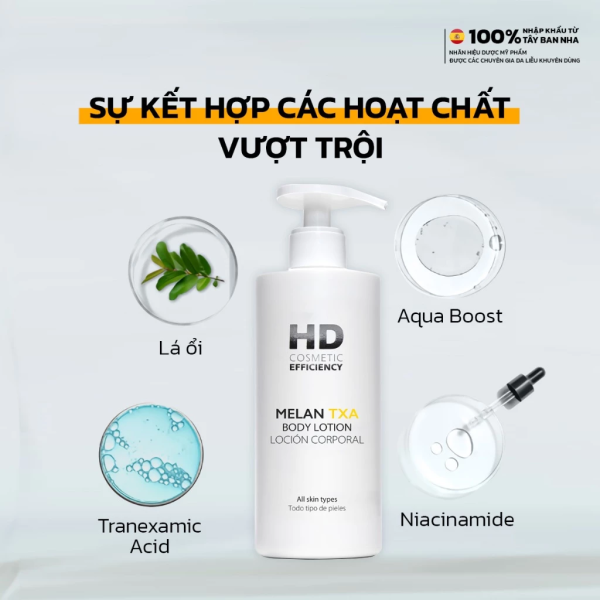 Sữa dưỡng thể giảm thâm nám, sáng da HD Cosmetic Efficiency Melan TXA Body Lotion - Hình ảnh 3