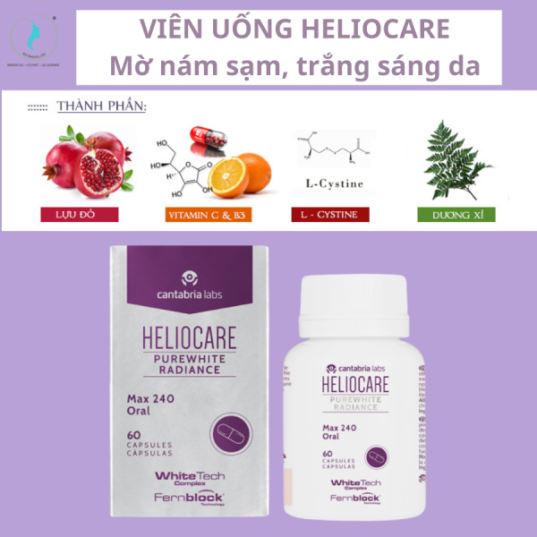 Viên uống giảm sạm nám, trắng sáng da Heliocare Pure White Radiance Max - Hình ảnh 2