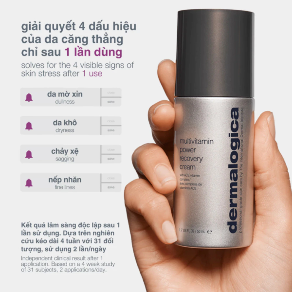 Kem dưỡng ẩm, giảm căng thẳng và sáng đều da Dermalogica Multivitamin Power Recovery Cream - Hình ảnh 3