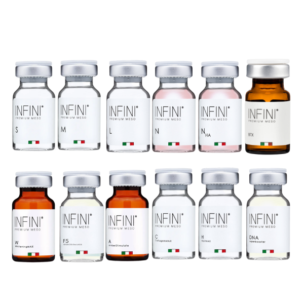 Set 12 lọ tinh chất cấp ẩm, trẻ hóa da và kích thích mọc tóc Infini Premium Meso Cocktail 
