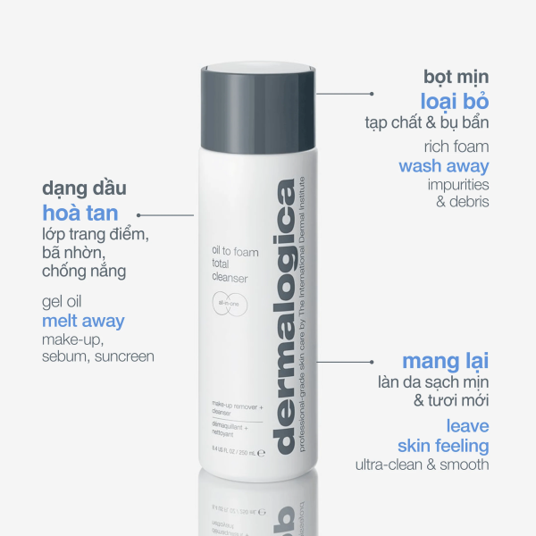 Sữa rửa mặt & tẩy trang 2 trong 1 Dermalogica Oil to Foam Total Cleanser  - Hình ảnh 2