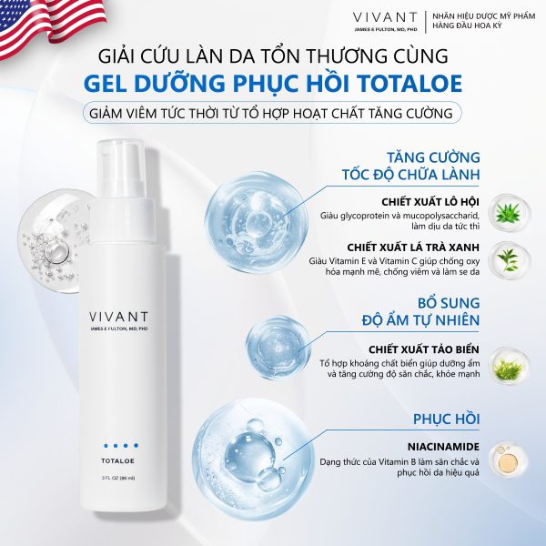 Gel dưỡng làm dịu, phục hồi cho da dầu nhạy cảm Vivant Totaloe Calming And Hydrating  - Hình ảnh 2
