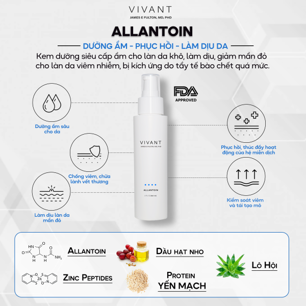 Lotion dưỡng ẩm, giảm kích ứng da Vivant Allantoin Sedating & Hydrating  - Hình ảnh 2