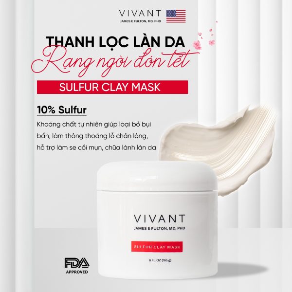 Mặt nạ đất sét ngăn mụn, giảm dầu thừa và thải độc cho da Vivant Sulfur Clay Mask - Hình ảnh 3