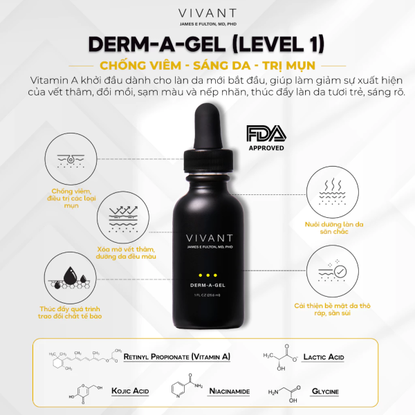 Serum giảm viêm mụn, làm sáng đều màu da Vivant Derm-A-Gel® - Hình ảnh 2