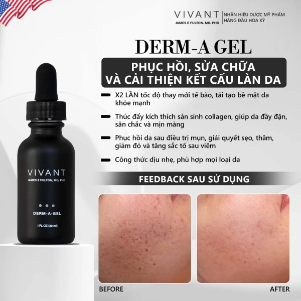 Serum giảm viêm mụn, làm sáng đều màu da Vivant Derm-A-Gel® - Hình ảnh 4
