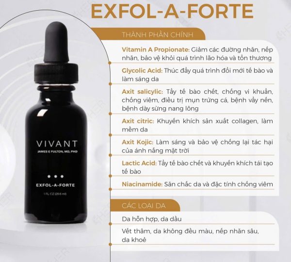 Serum tái tạo, hỗ trợ điều trị da mụn trứng cá nặng Vivant Exfol-A Forté™  - Hình ảnh 4