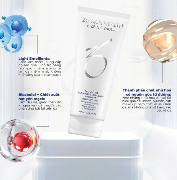 Sữa rửa mặt dịu nhẹ dùng sau thủ thuật Zo Skin Health Balancing Cleansing Emulsion - Hình ảnh 2