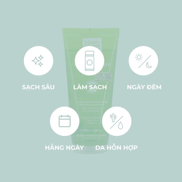 Gel rửa mặt sạch sâu, giảm dầu nhờn cho da mụn MartiDerm Acniover Purifying Gel - Hình ảnh 5