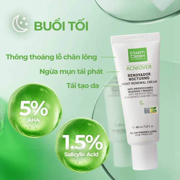 Kem dưỡng ban đêm tái tạo, giảm mụn MartiDerm Acniover Night Renewal Cream - Hình ảnh 5