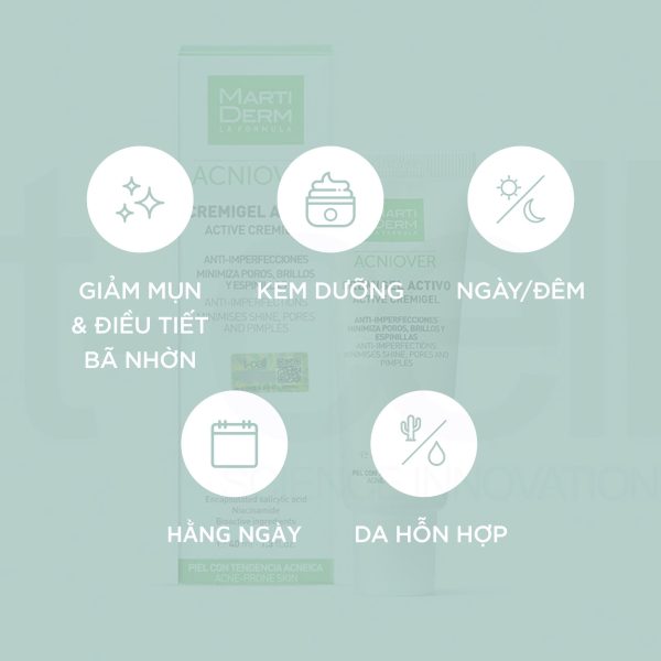Kem dưỡng giảm nhờn, giảm viêm mụn MartiDerm Acniover Active Cremigel  - Hình ảnh 6