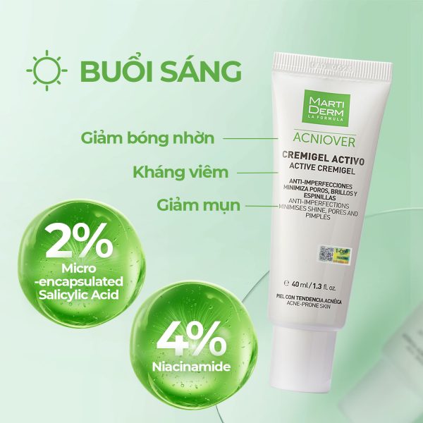 Kem dưỡng giảm nhờn, giảm viêm mụn MartiDerm Acniover Active Cremigel  - Hình ảnh 7