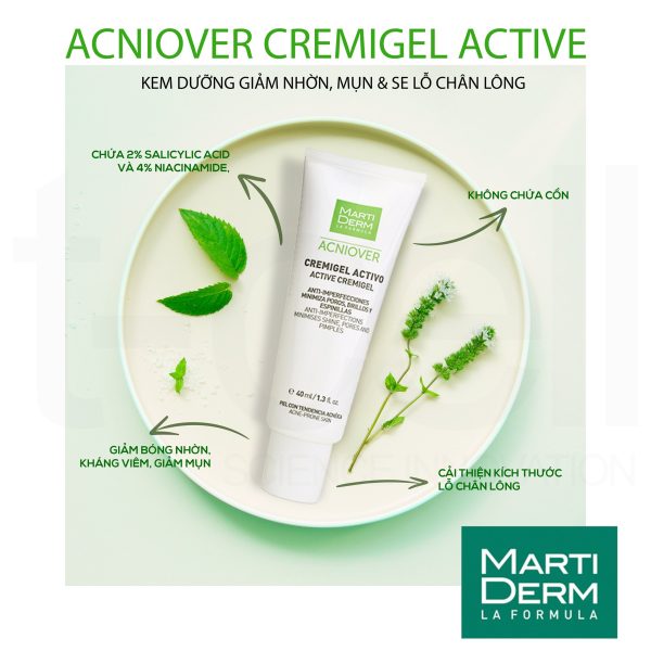Kem dưỡng giảm nhờn, giảm viêm mụn MartiDerm Acniover Active Cremigel  - Hình ảnh 4