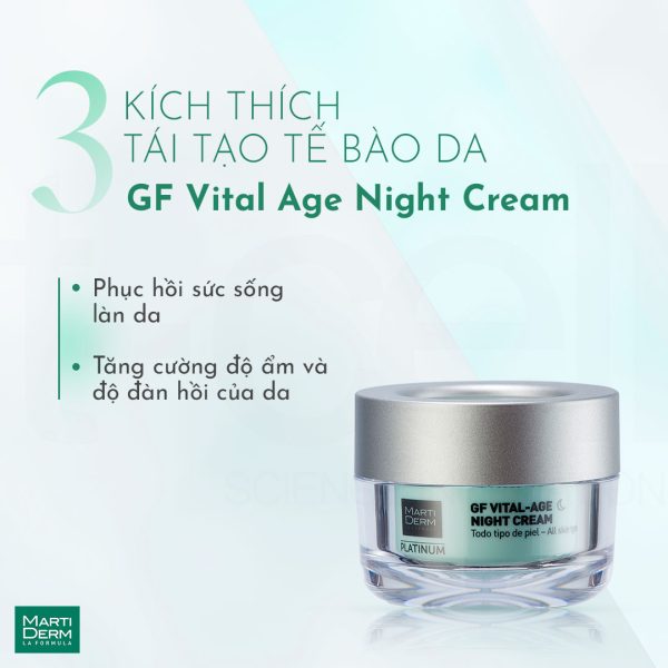 Kem dưỡng hỗ trợ trị mụn, tái tạo mới làn da MartiDerm Platinum GF Vital Age Night Cream - Hình ảnh 3