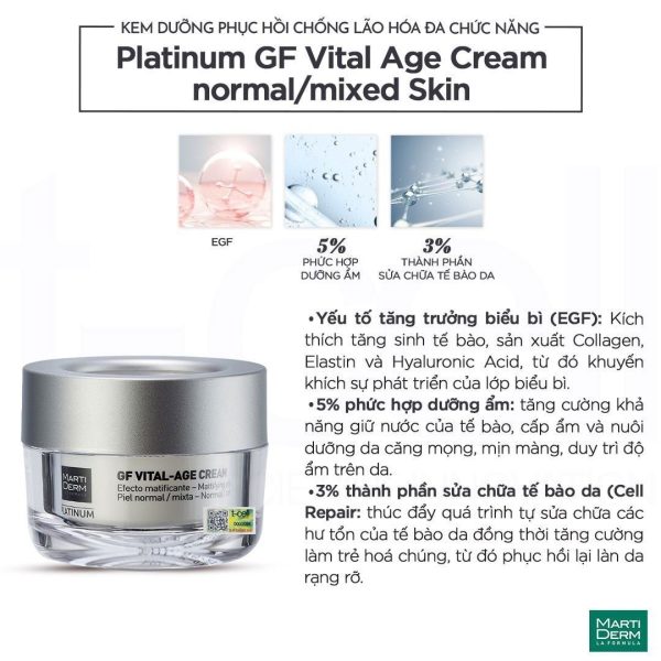 Kem dưỡng phục hồi, trẻ hóa làn da sáng khỏe MartiDerm Platinum GF Vital Age Cream - Hình ảnh 2