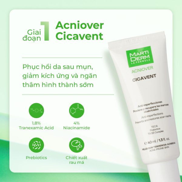 Kem dưỡng cân bằng vi sinh, giảm nhờn mụn viêm MartiDerm Acniover Cicavent - Hình ảnh 3