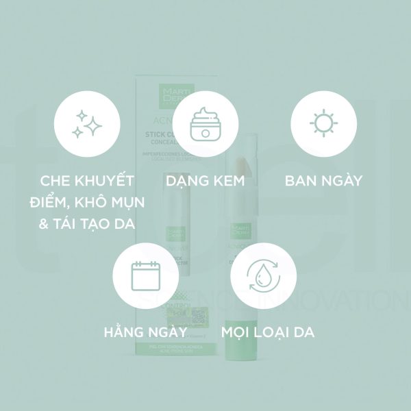 Bút che khuyết điểm, giảm thâm và mụn sưng viêm MartiDerm Acniover Cover Stick Corrector - Hình ảnh 4