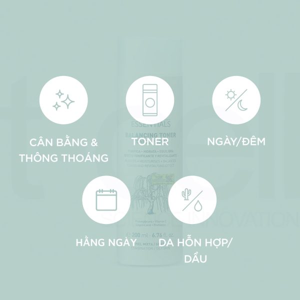 Nước cân bằng pH, giảm dầu nhờn và thu nhỏ lỗ chân lông MartiDerm Essentials Balancing Toner - Hình ảnh 4