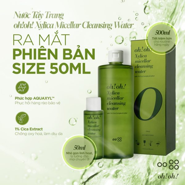 Nước tẩy trang làm dịu và phục hồi màng lipid cho da oh!oh! Xylica Micellar Cleansing Water - Hình ảnh 7