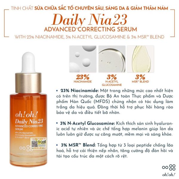 Tinh chất 23% Niacinamide sáng da giảm thâm nám oh!oh! Daily Nia23 Advanced Correcting Serum - Hình ảnh 2