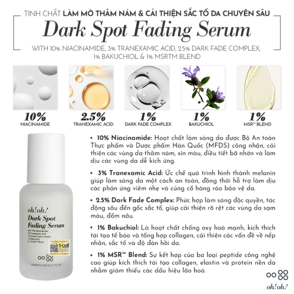 Tinh chất giảm thâm mụn, nám và ngăn lão hóa oh!oh! Dark Spot Fading Serum - Hình ảnh 3