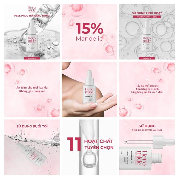 Tinh chất thay da sinh học, giảm bít tắc sần sùi dầu mụn Heromide Glow Peel 11 - Hình ảnh 2