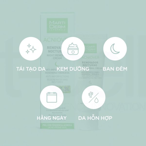 Kem dưỡng ban đêm tái tạo, giảm mụn MartiDerm Acniover Night Renewal Cream - Hình ảnh 3