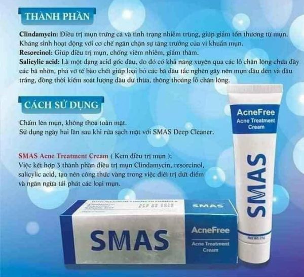 Kem chấm mụn giảm sưng viêm, ngừa sẹo SMAS Acne Treatment Cream - Hình ảnh 3