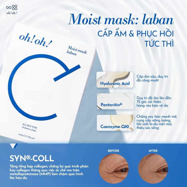 Mặt nạ dưỡng ẩm, phục hồi da nhạy cảm Oh!Oh! Moist Mask Laban - Hình ảnh 3